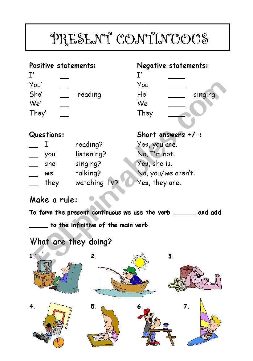 Present continuous worksheet