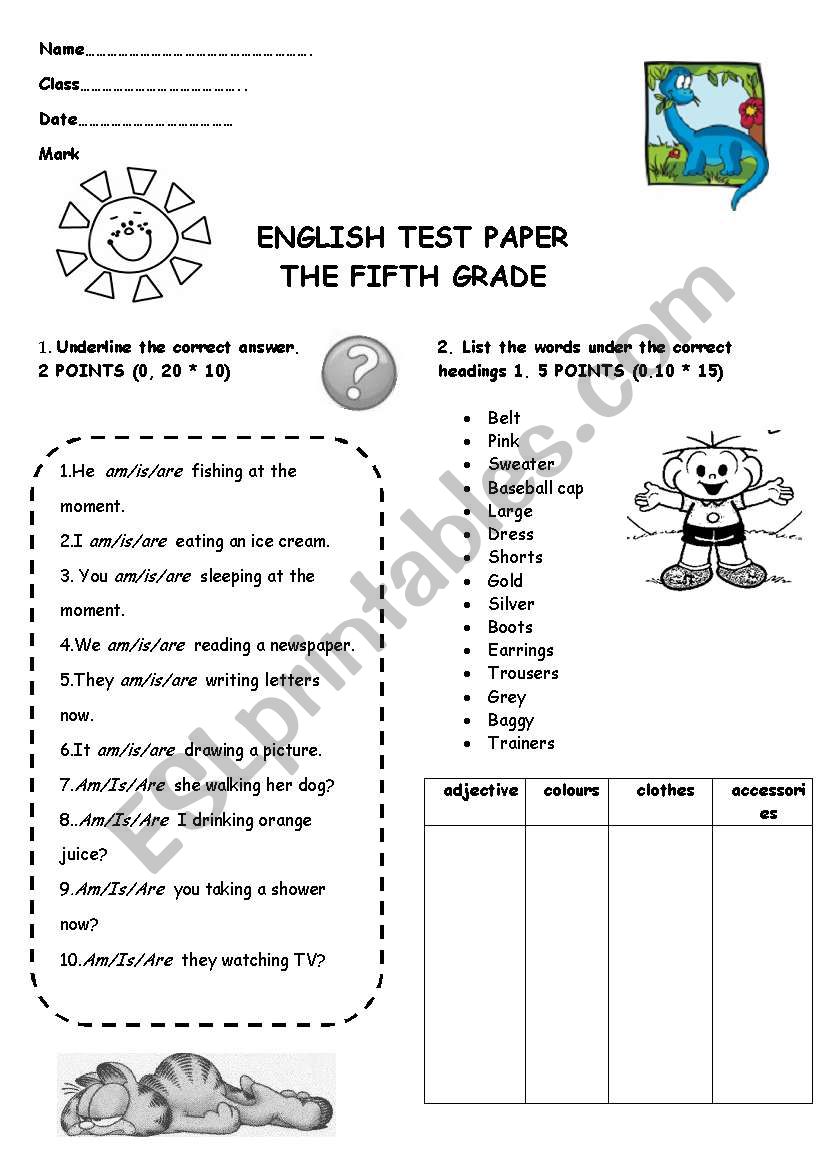 TEST PAPER worksheet