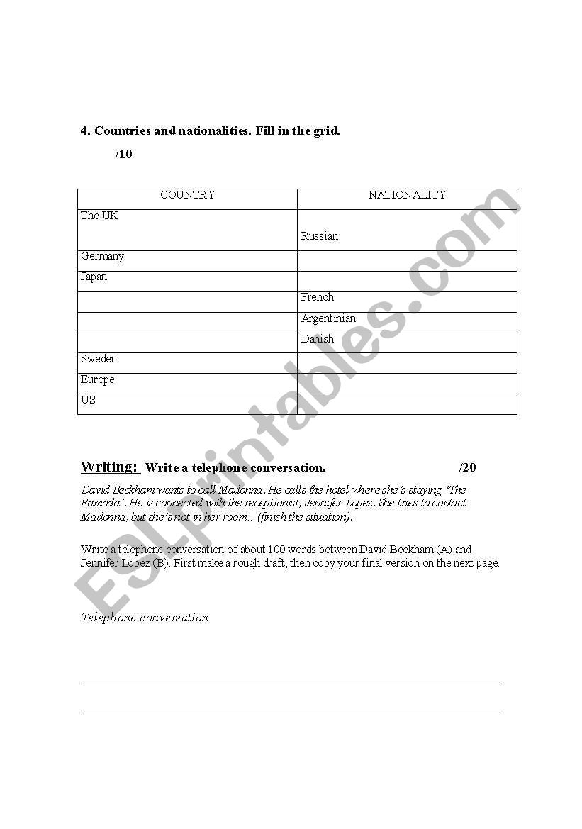 Christmas exam worksheet