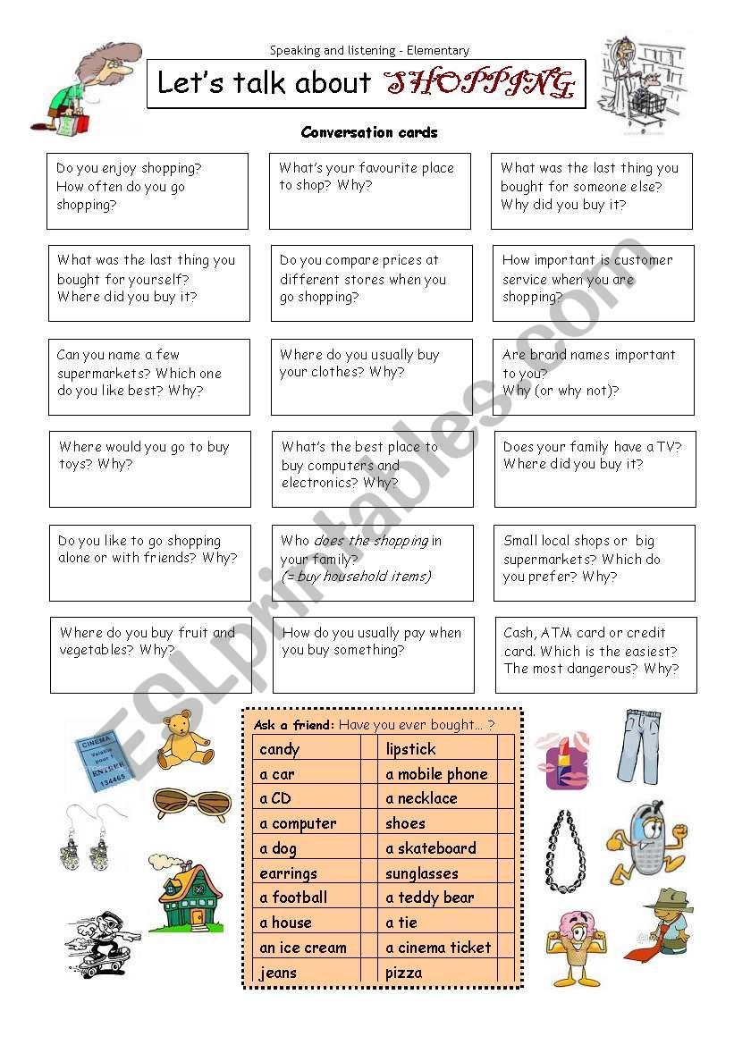 Let´s talk about SHOPPING worksheet