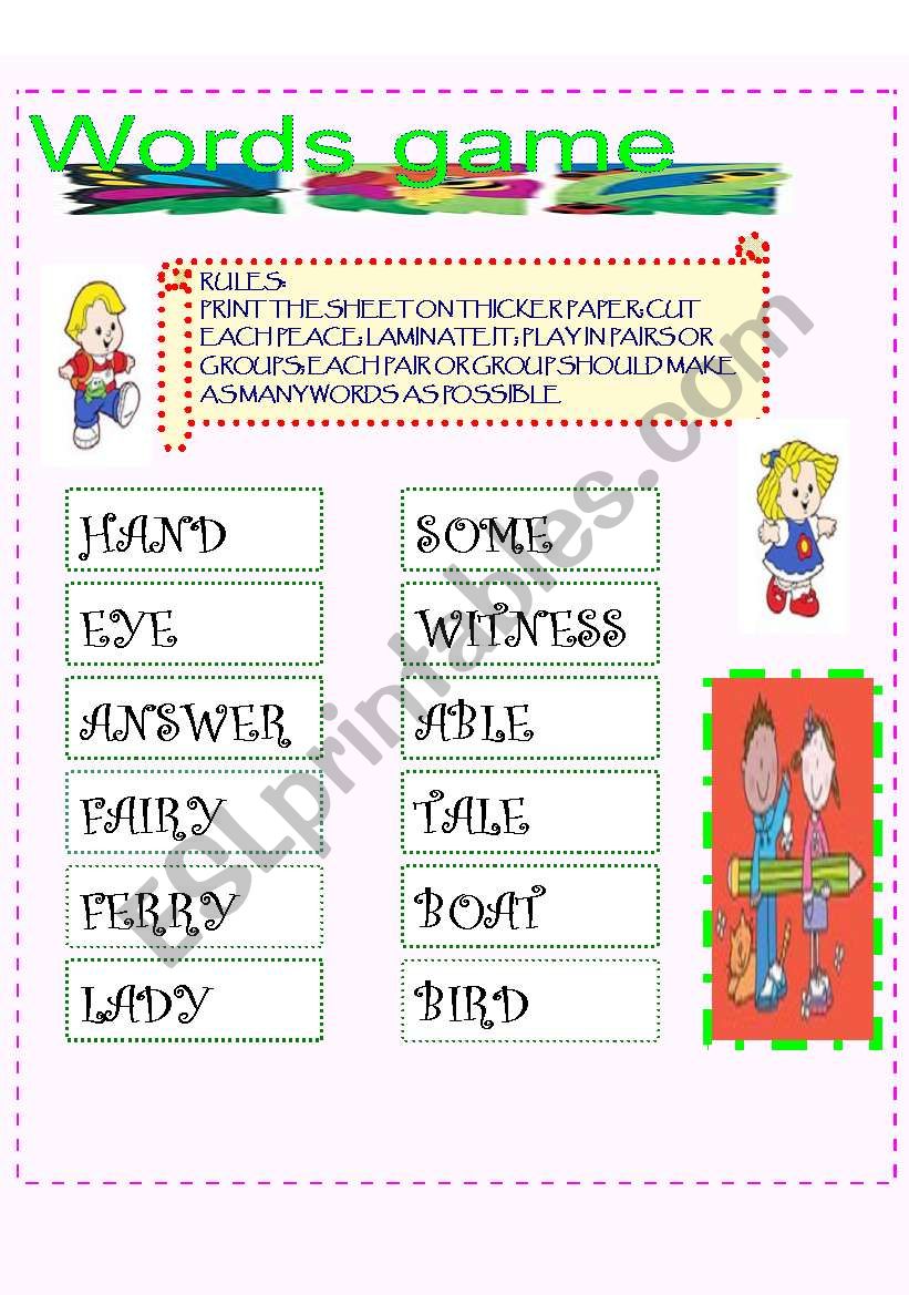 Word game worksheet