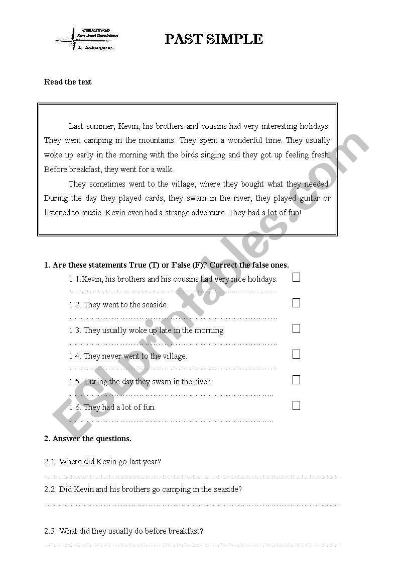 past simple worksheet