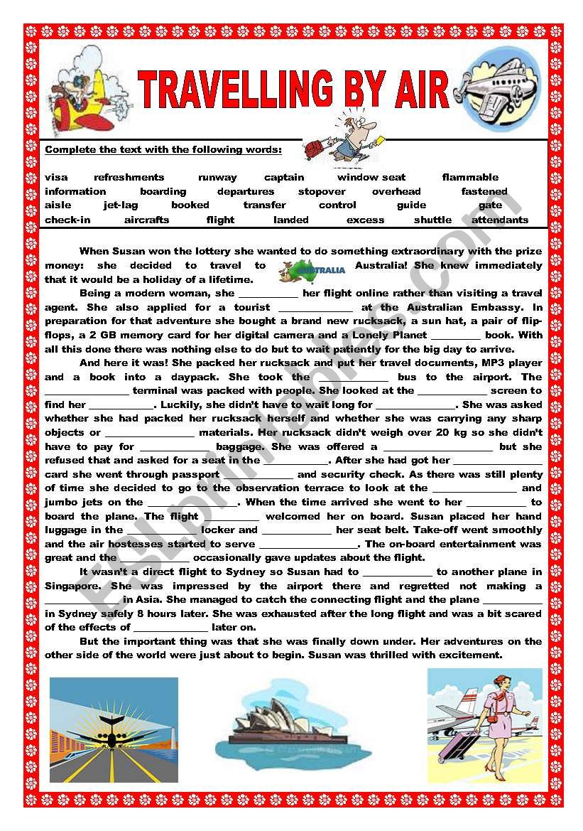 Travelling by air - A gap-fill activity