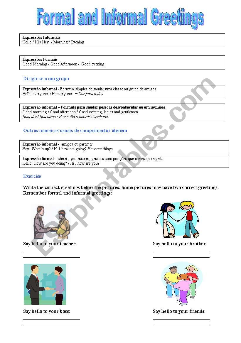Greetings worksheet