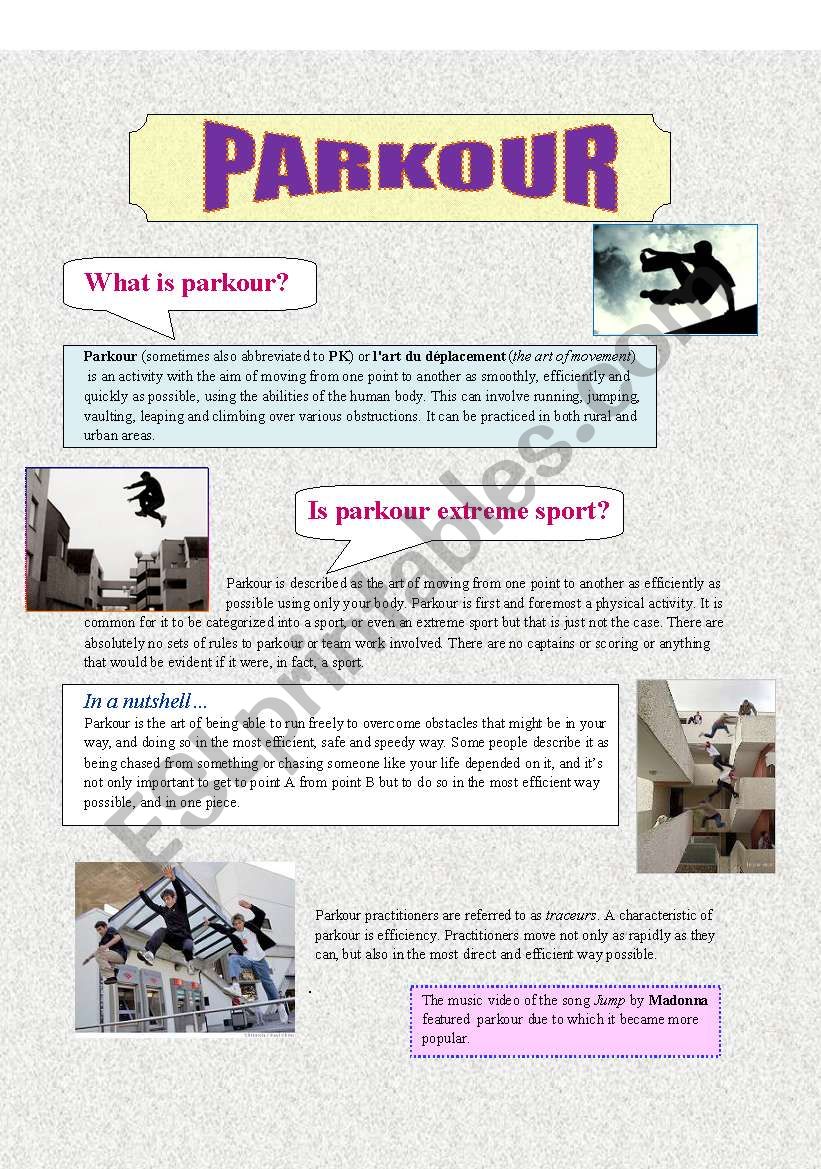 What is PARKOUR? worksheet