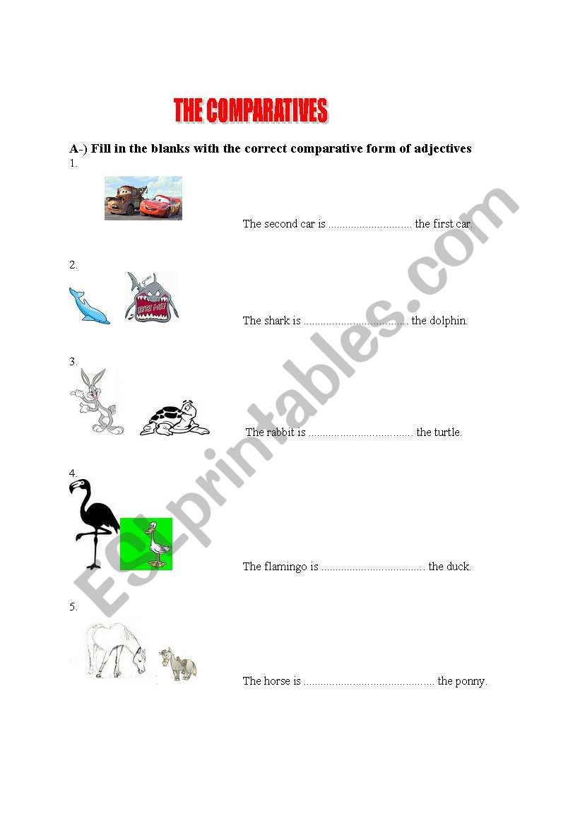 the comparatives worksheet