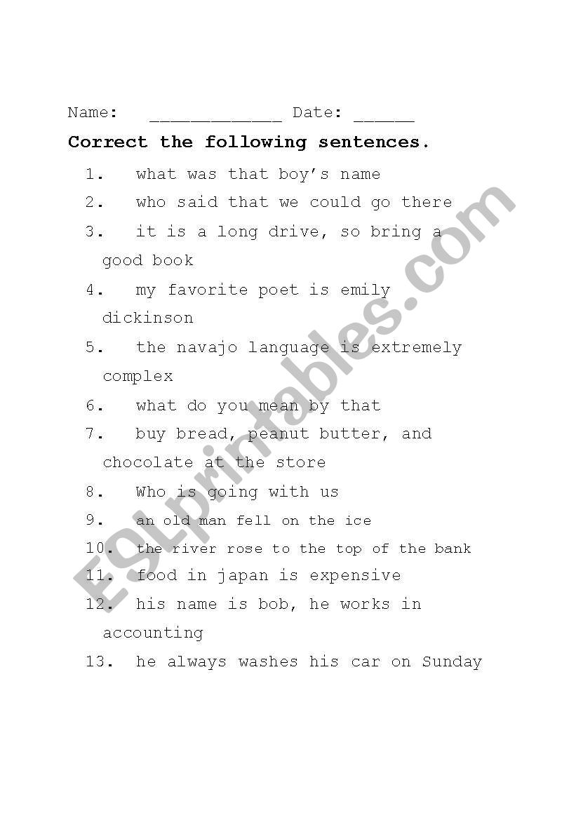 Interogative or Delcarative worksheet