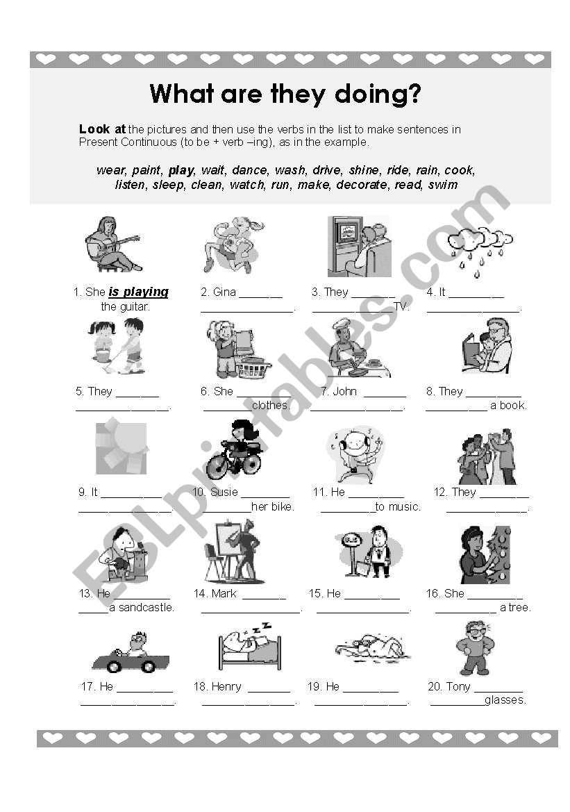 WHAT ARE THEY DOING? worksheet