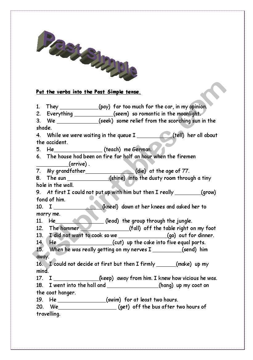 past simple worksheet