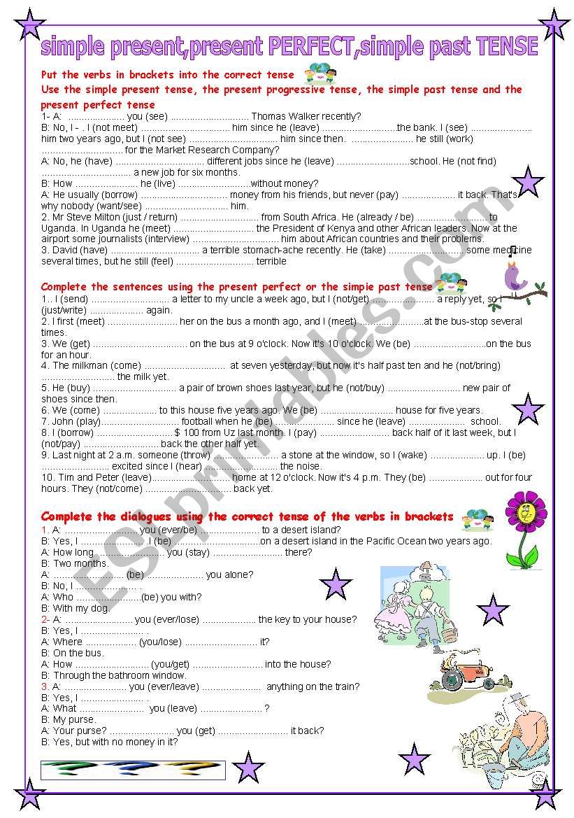 simple present,present perfect,simple past tense