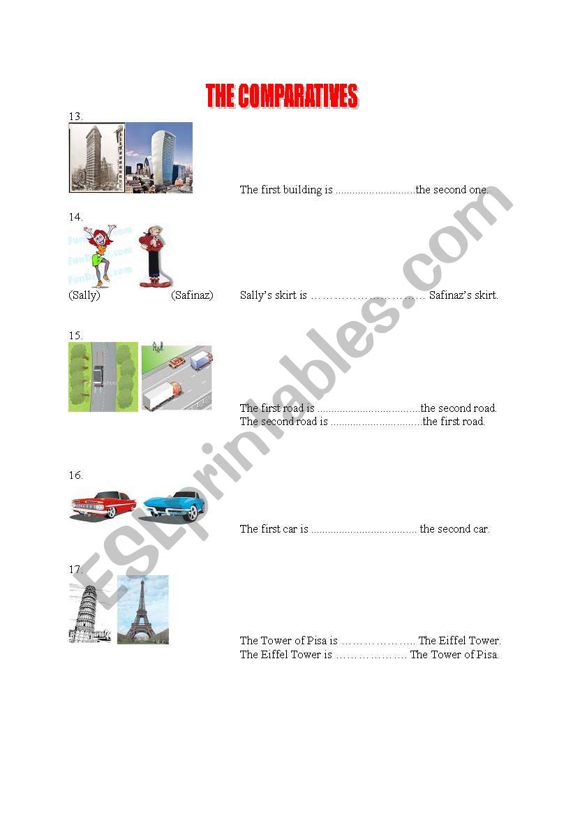 the comparatives worksheet