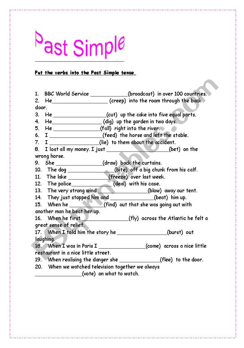 past simple worksheet