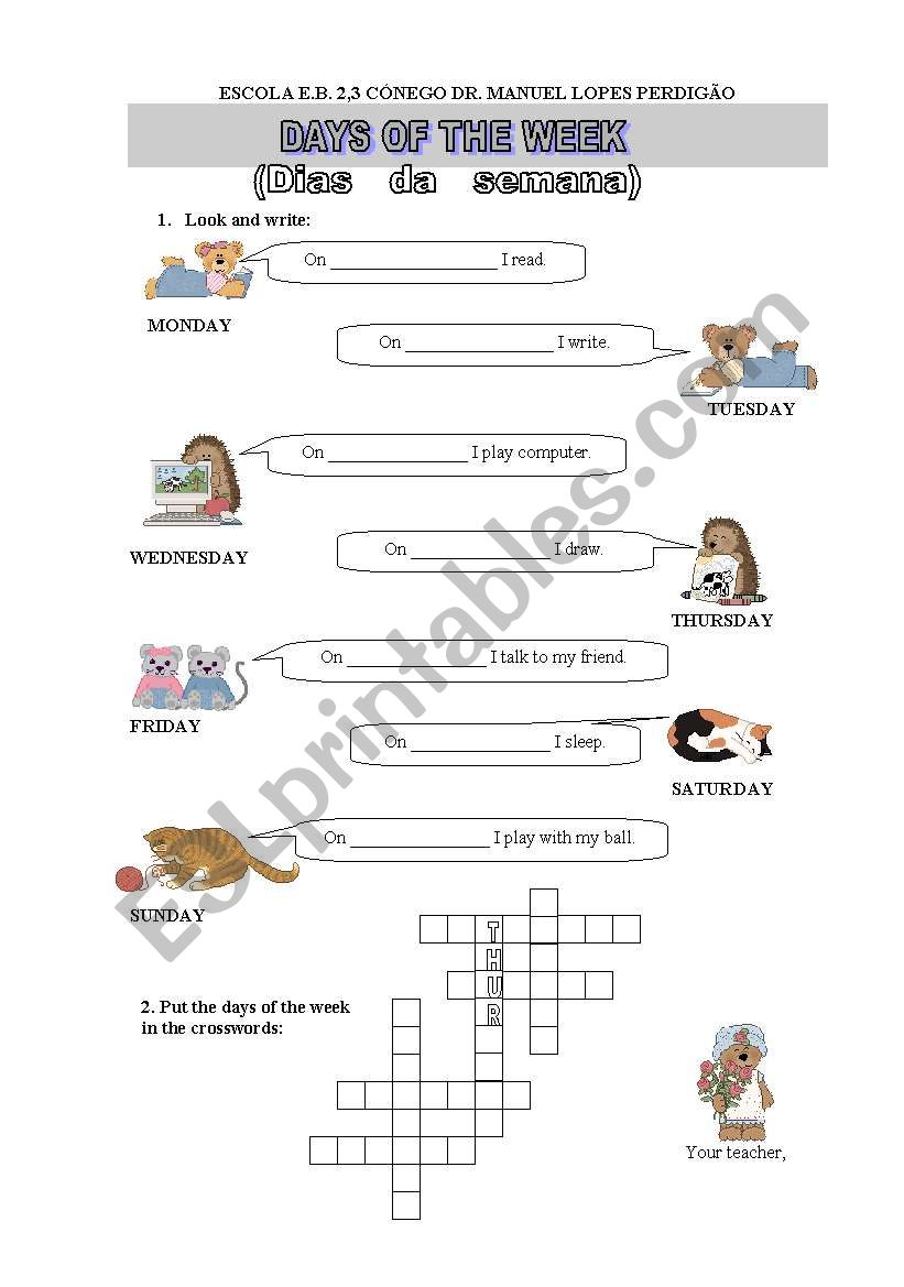 Days of the week worksheet