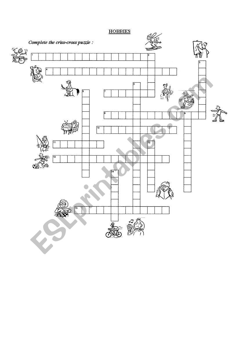 Hobbies (criss-cross puzzle) worksheet