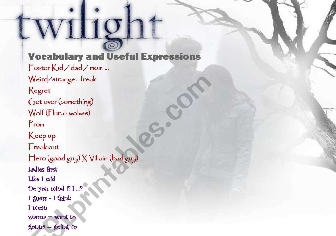 twilight movie activity worksheet