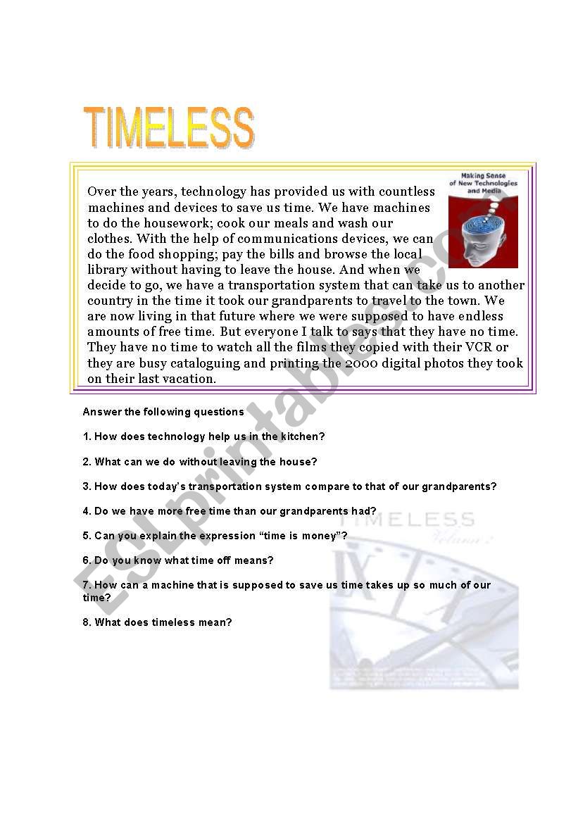 TIMELESS worksheet