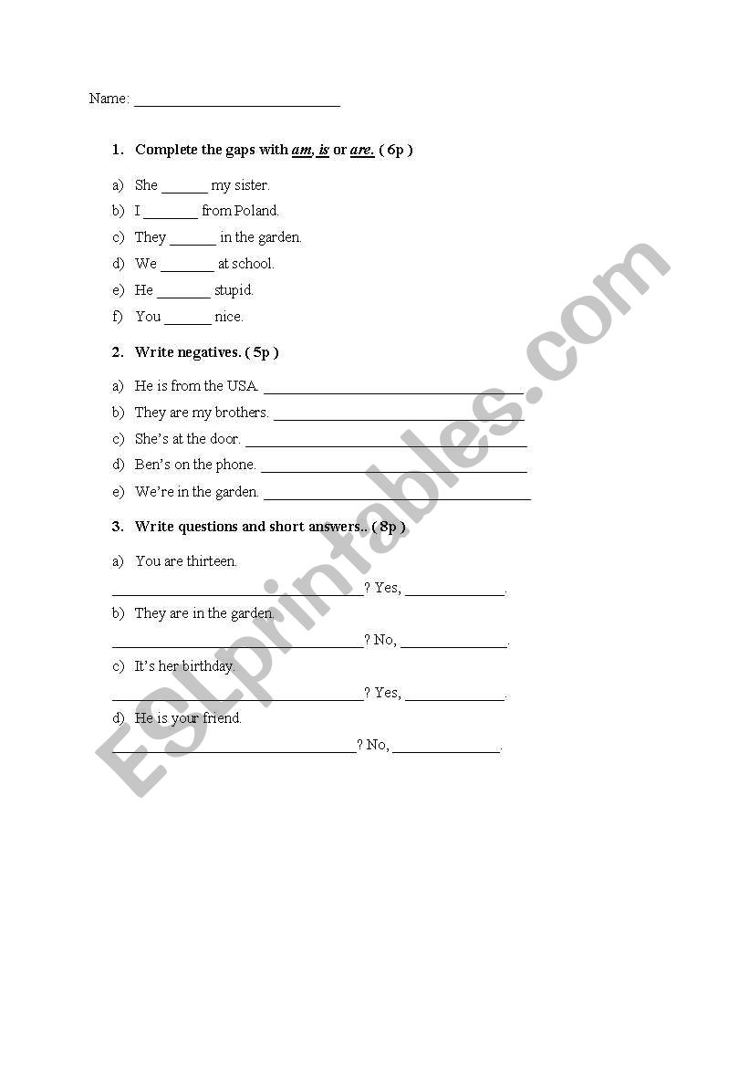 to be worksheet