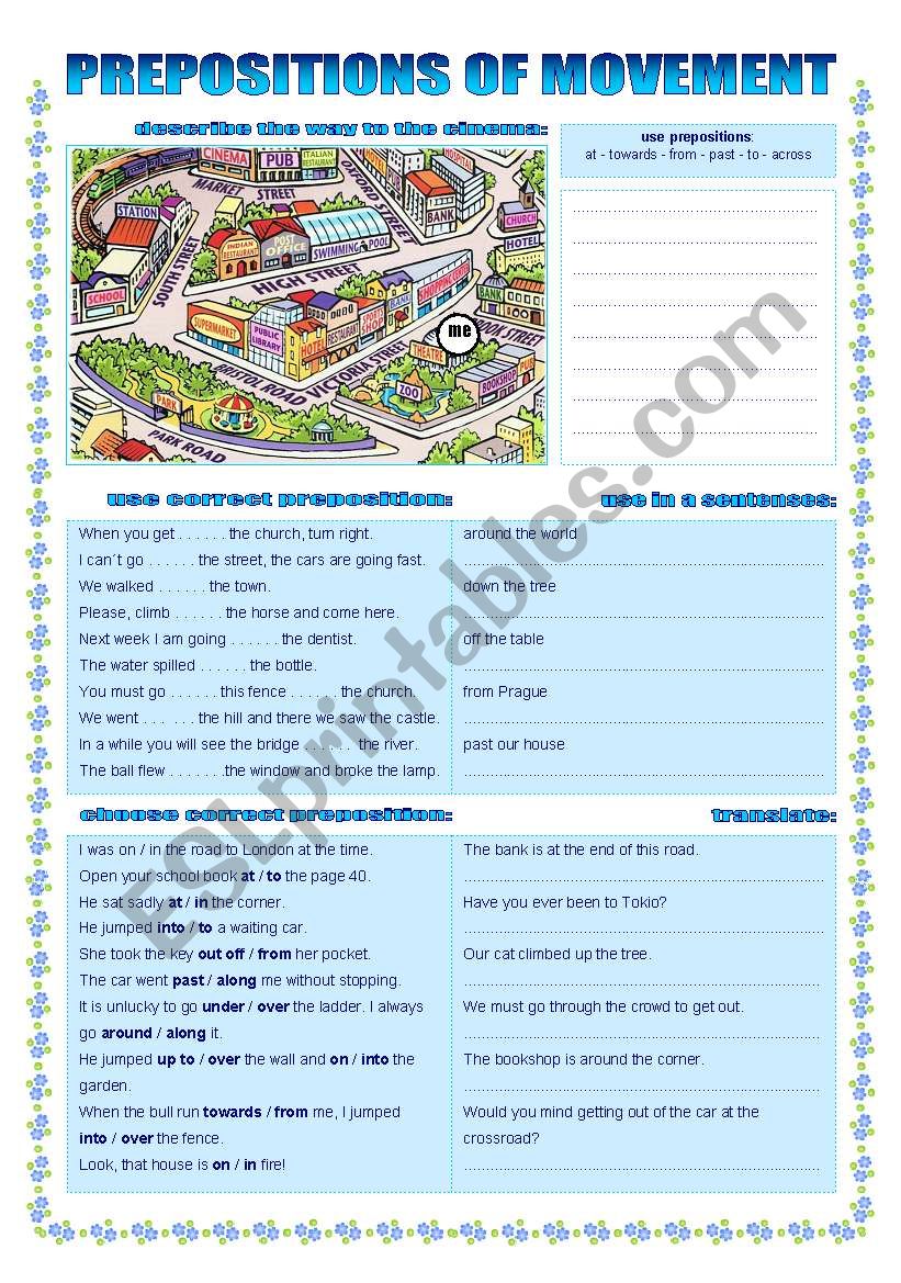 PREPOSITIONS OF MOVEMENT worksheet