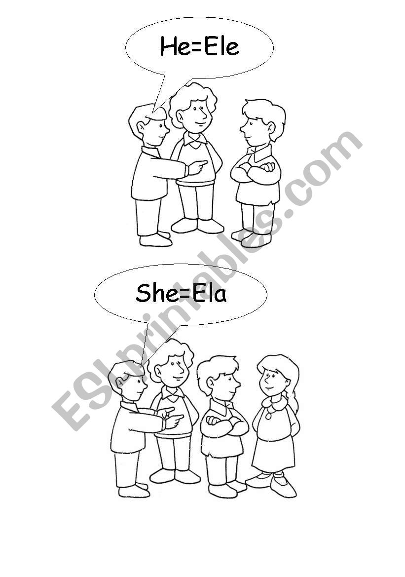 Pronomes He and She worksheet