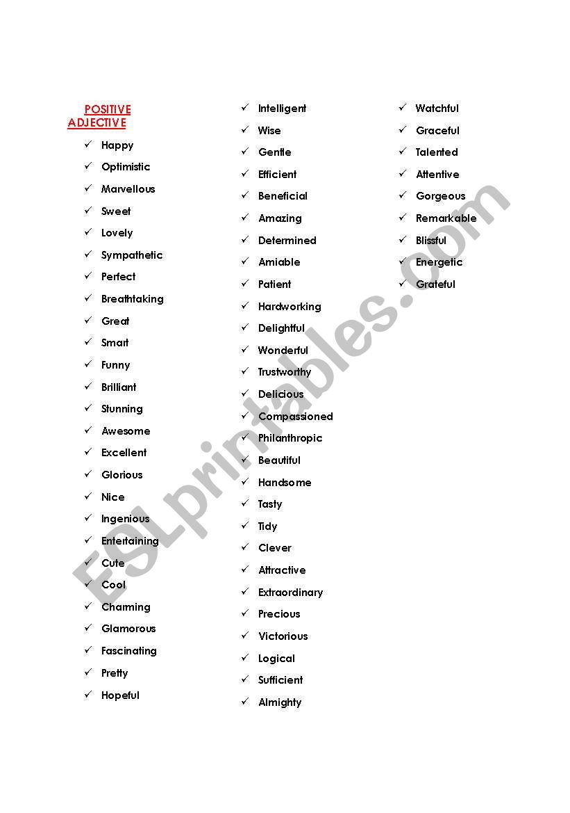 adjectives worksheet