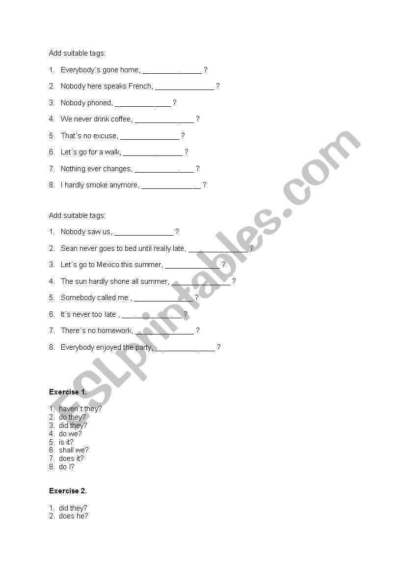Question  tags! worksheet