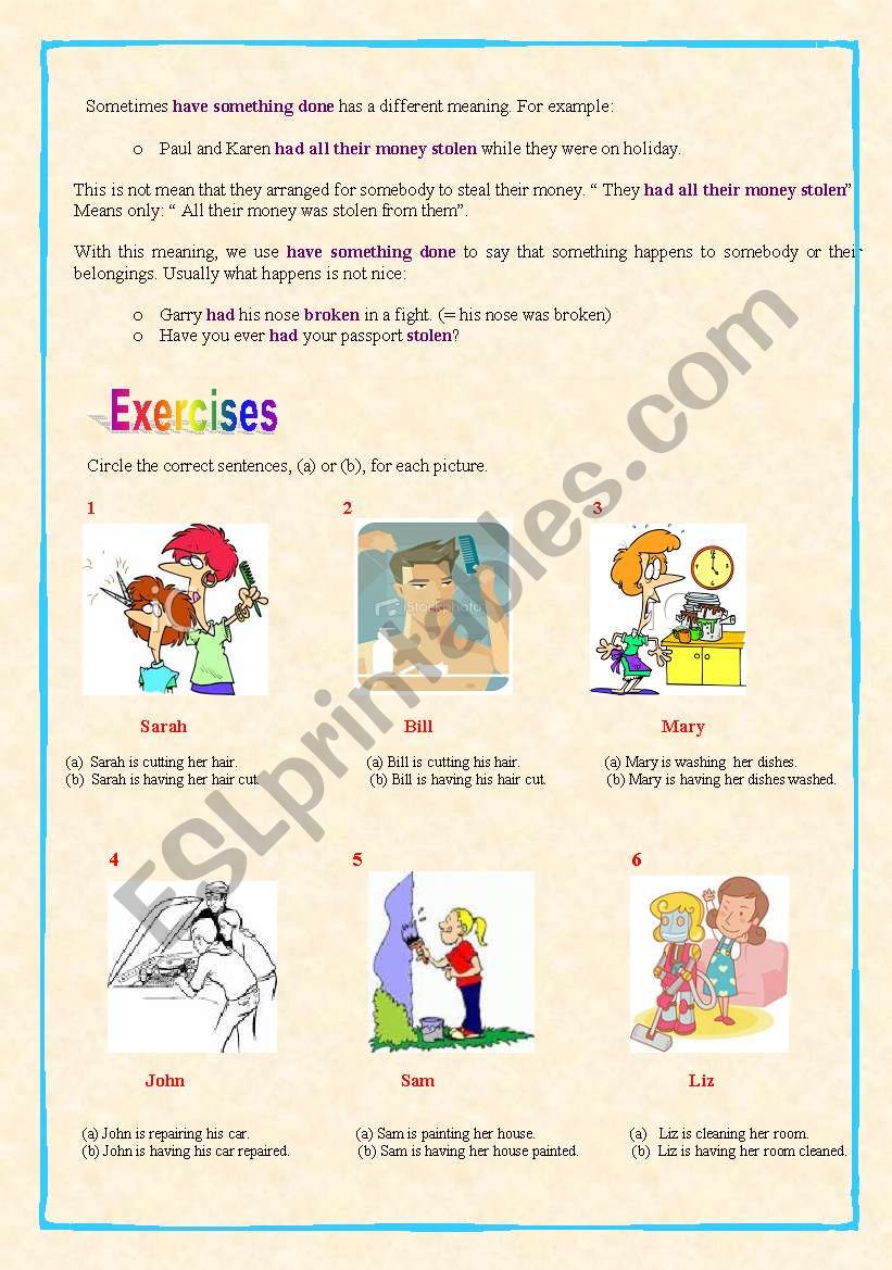 HAVE SOMETHING DONE 2 ( SECOND WORKSHEET)