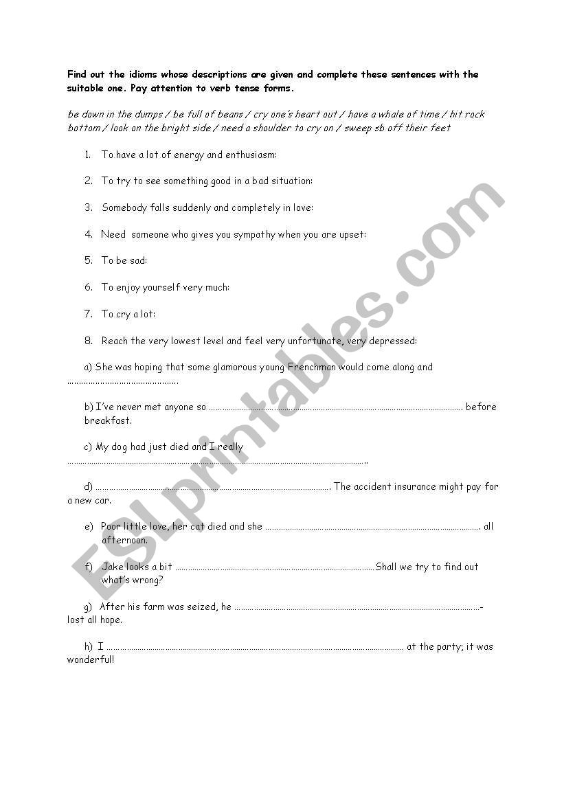 idioms worksheet
