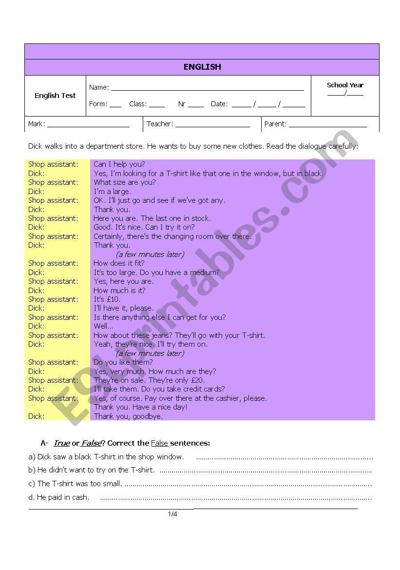 SHOPPING_PLACES IN TOWN worksheet