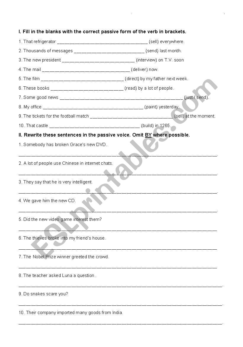 Passive Voice worksheet