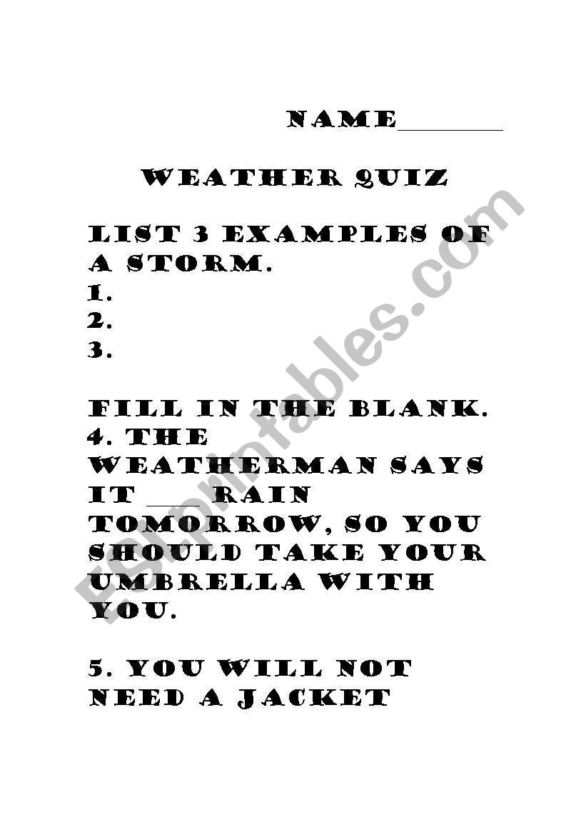 weather quiz worksheet