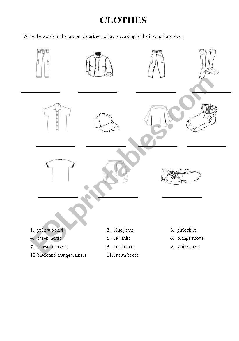 Clothes Vocabulary worksheet