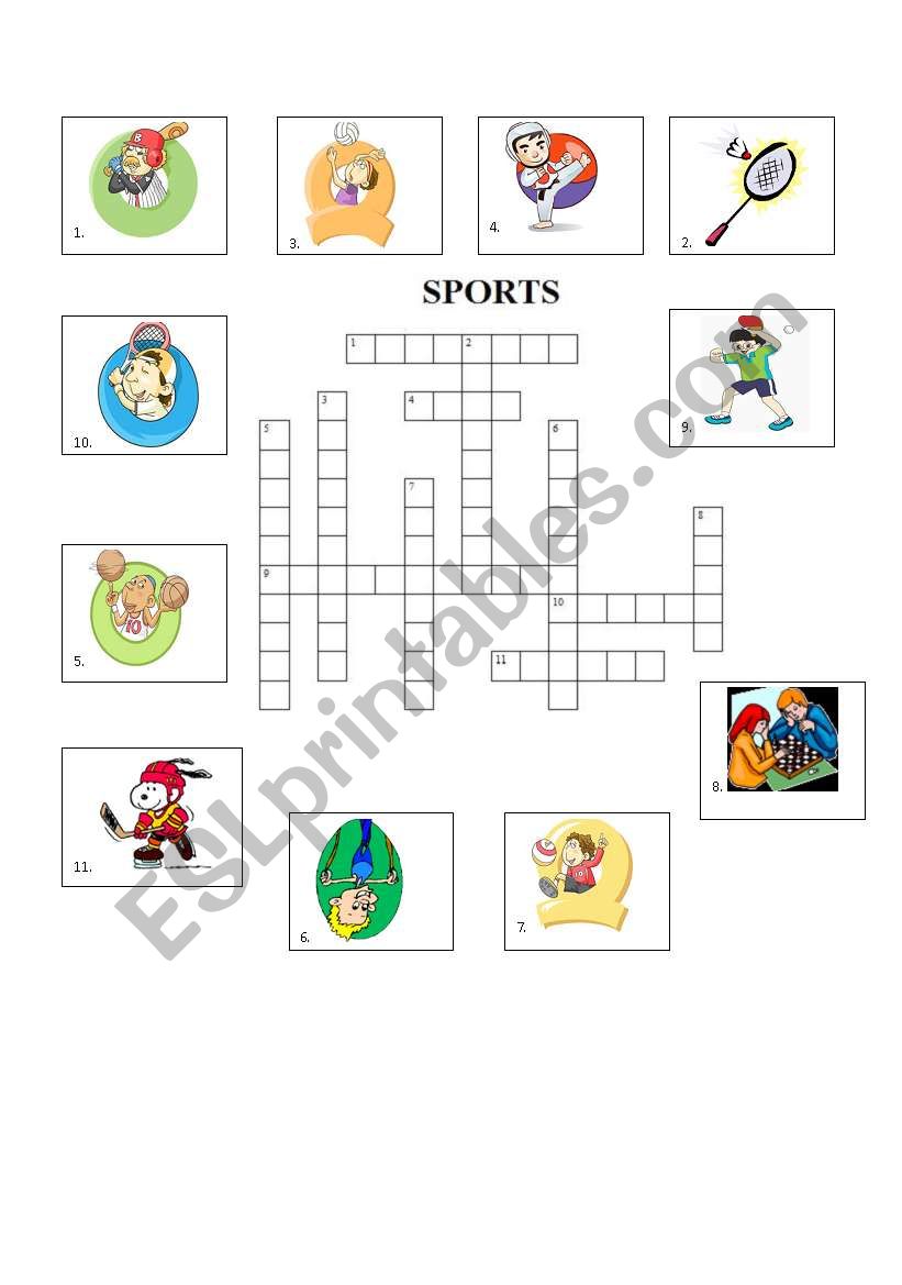 sports- crossword worksheet