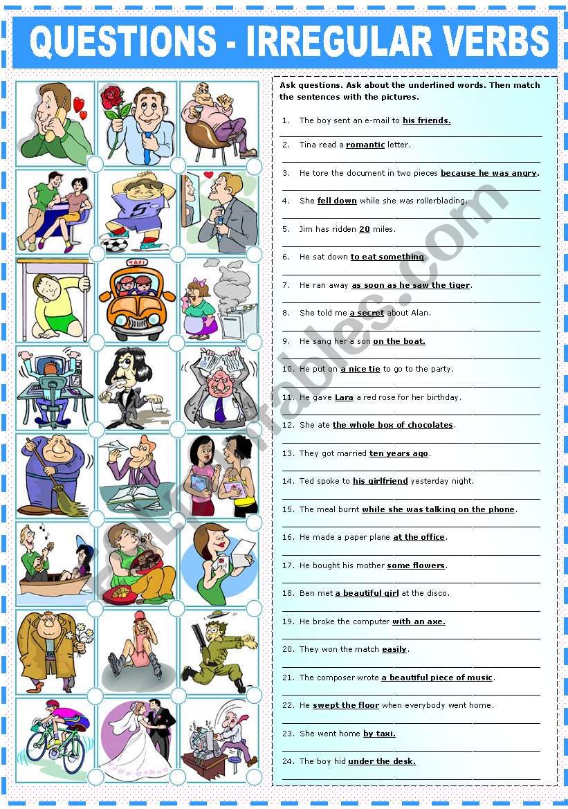 QUESTIONS - IRREGULAR VERBS worksheet