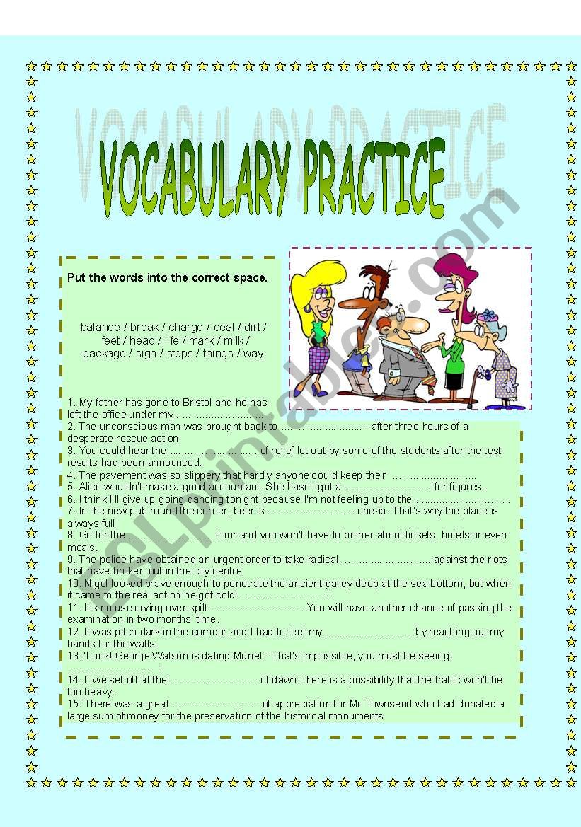 Vocabulary practice - collocations and idioms