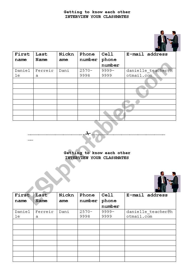 Getting to know ss worksheet