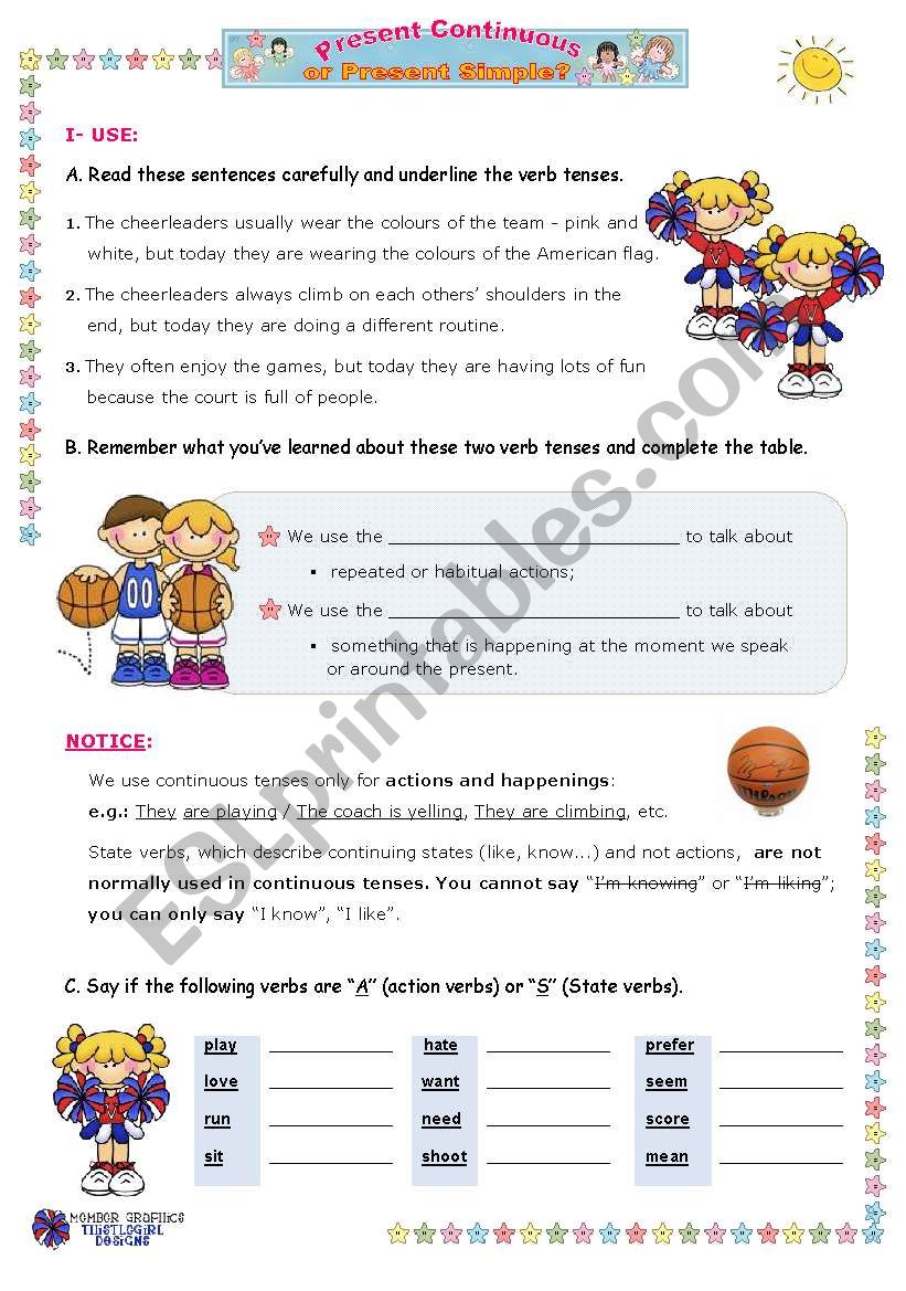 Present Continuous or Present Simple?  - Focus on Use - Upper Elementary and Intermediate Students  