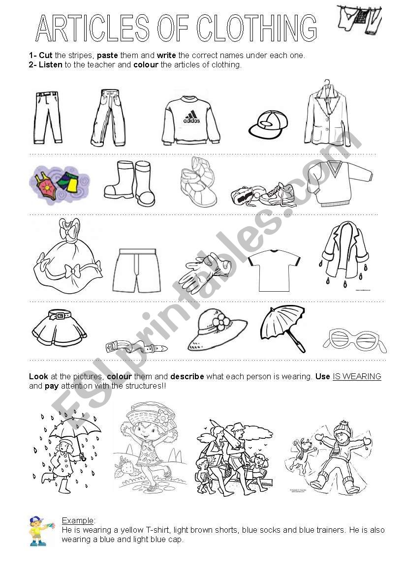 Articles of clothing =) worksheet