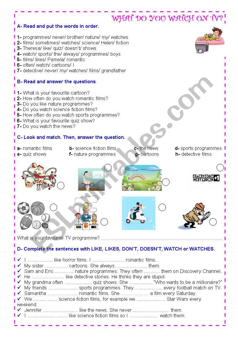 TV programmes =) worksheet