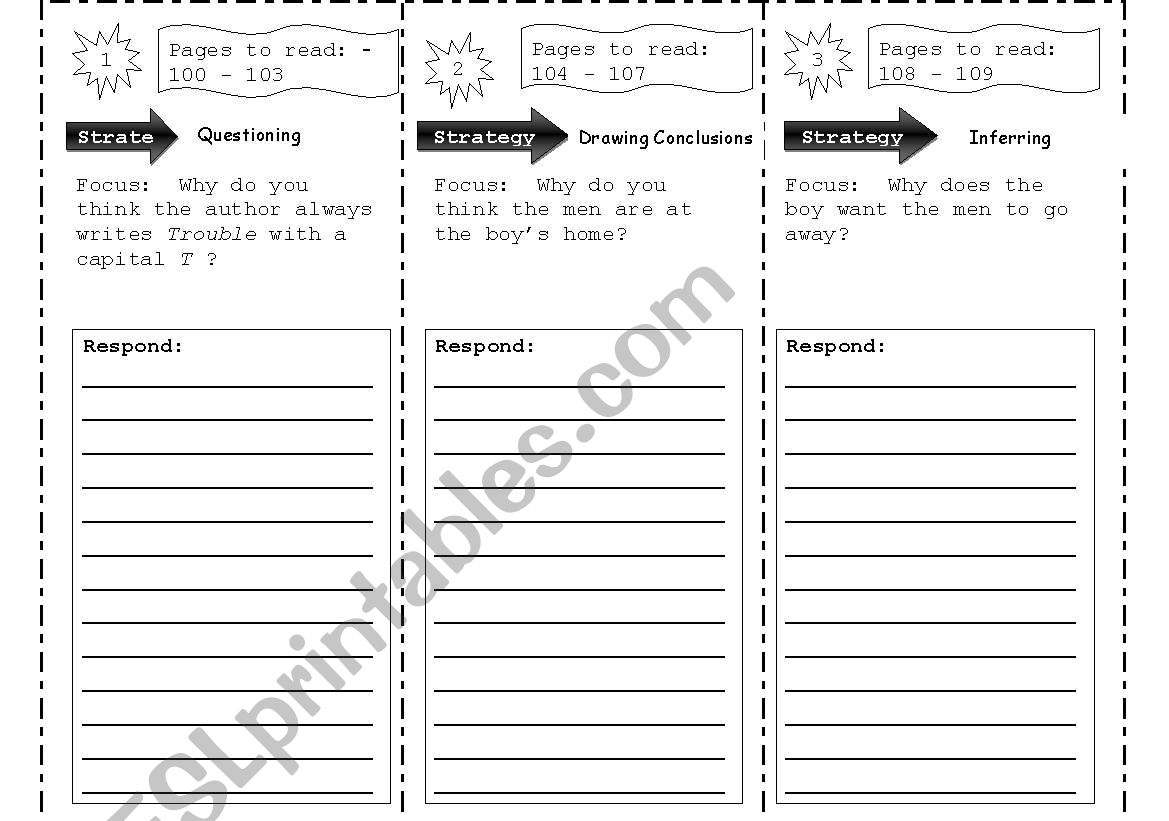 Reading Trifold worksheet