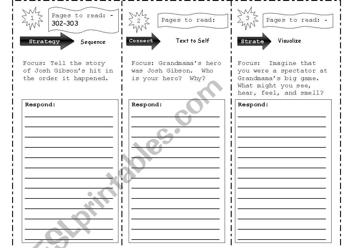 Reading Trifold worksheet