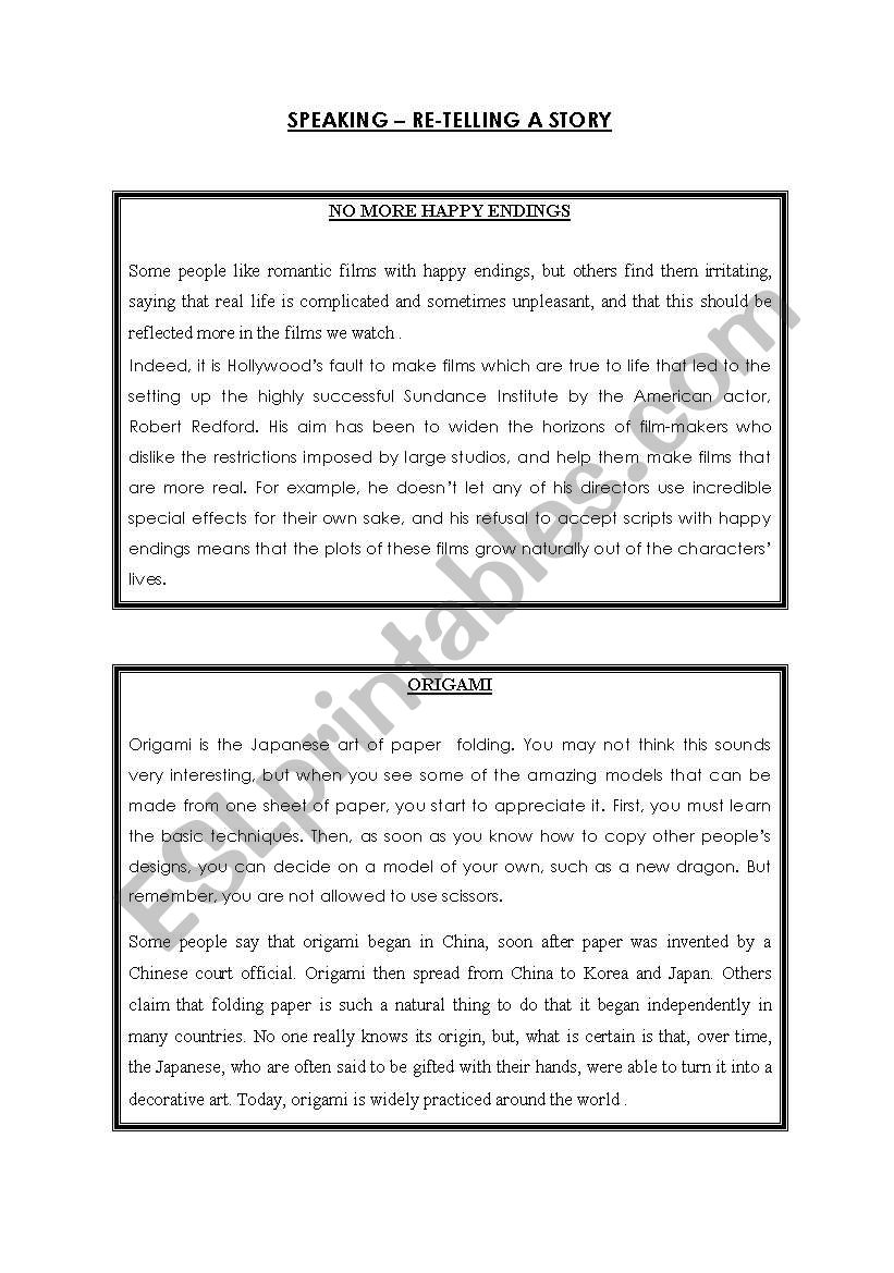 Re-Telling  worksheet