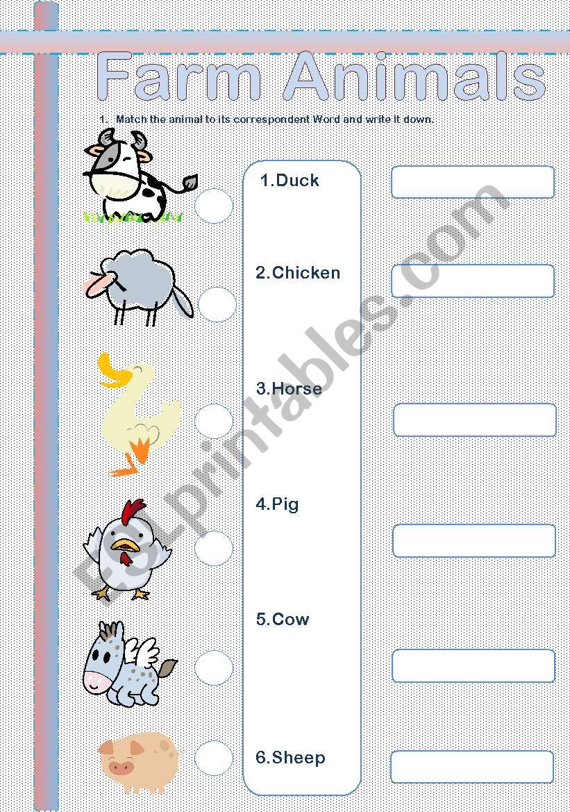 Farm animals worksheet