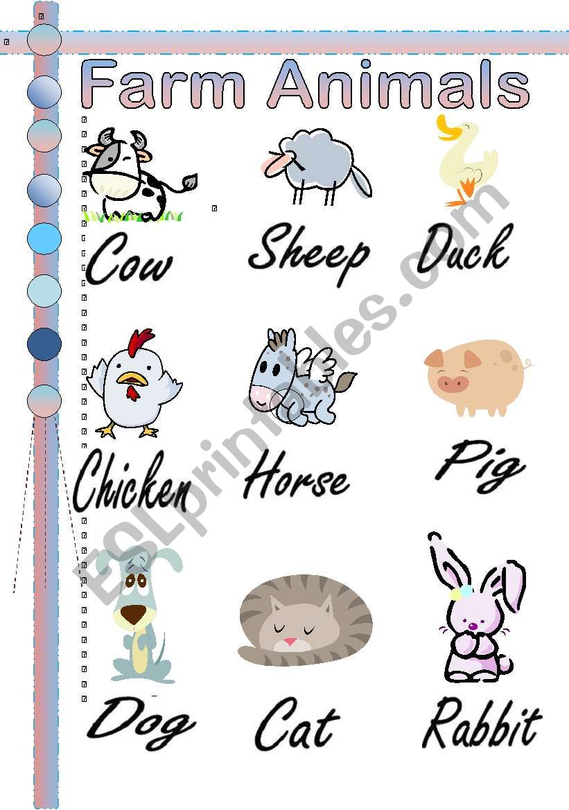 Farm animals Pictionary worksheet