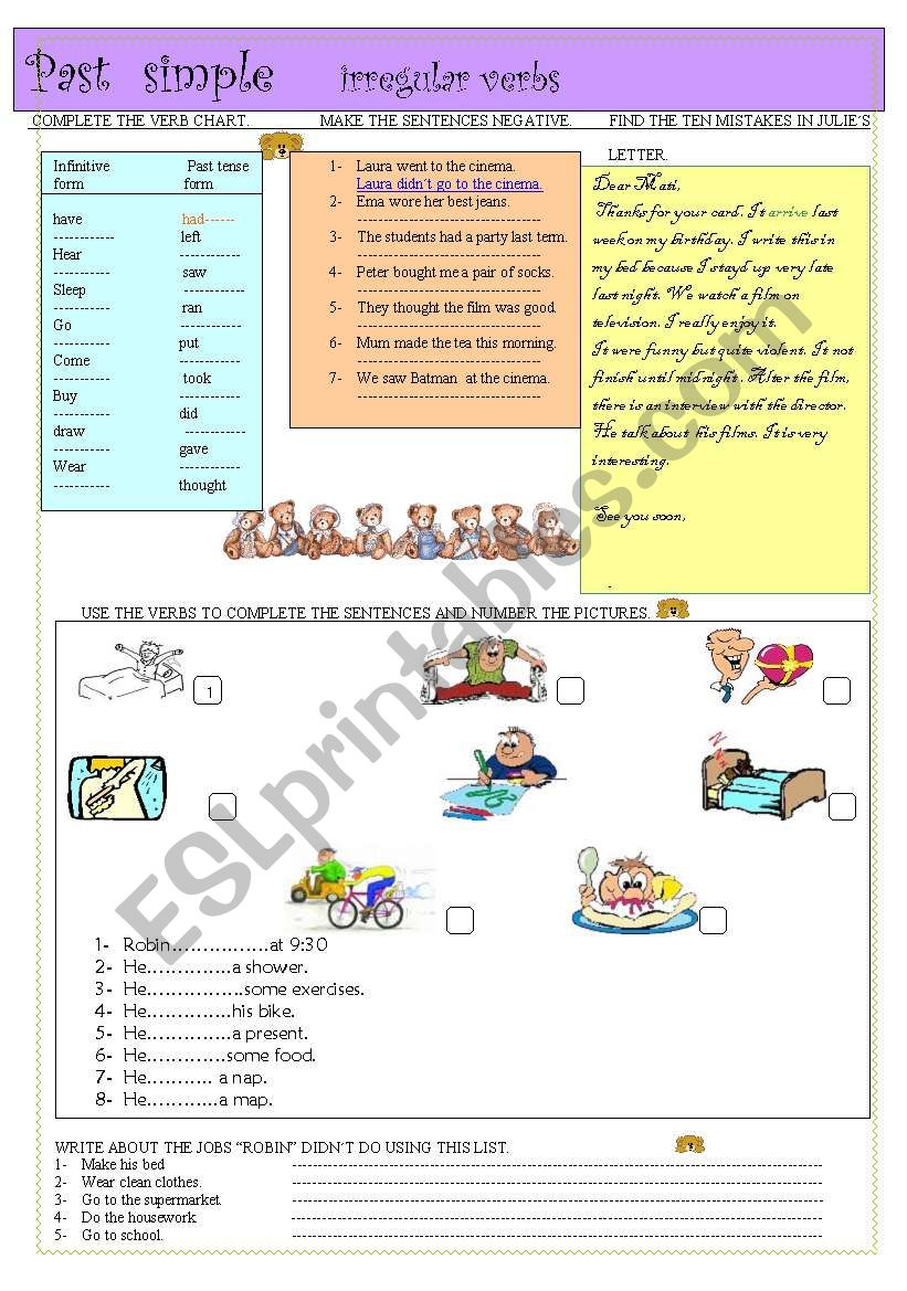 PAST SIMPLE- IRREGULAR VERBS worksheet