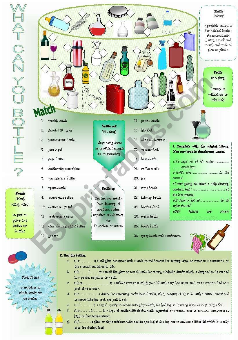 WHAT CAN YOU BOTTLE? worksheet