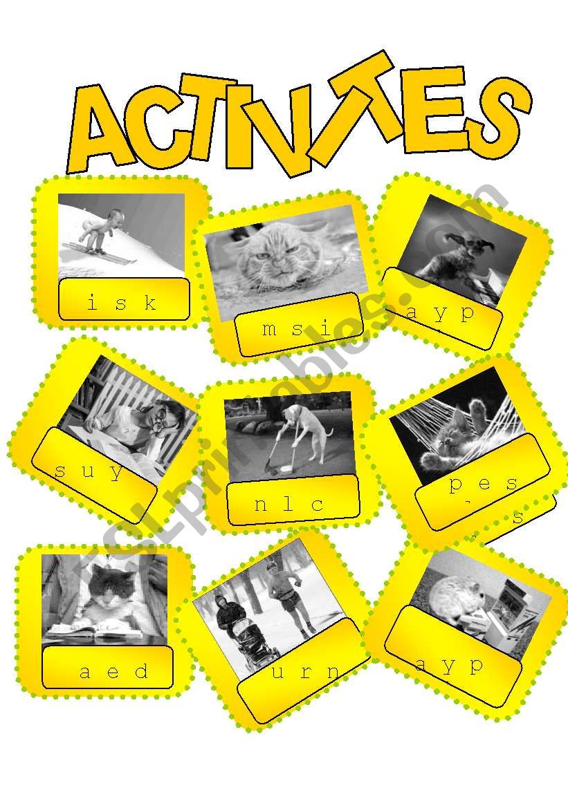 Unscramble the Activity Words worksheet