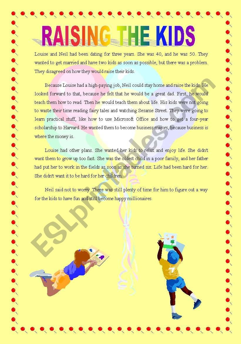 Raising the kids worksheet