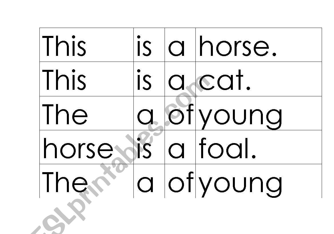 Animal theme sentence structure