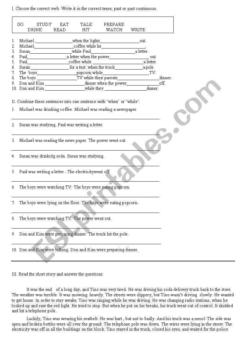 Past Simple and Continuous worksheet