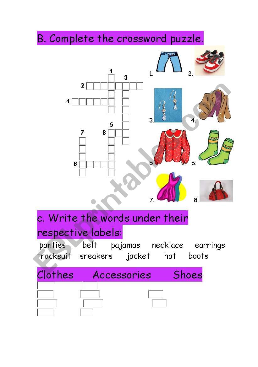 CLOTHES 2 worksheet
